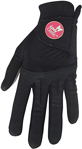 Lady Classic Women's Soft Flex Golf Gloves With Magnetic Ball Marker With Removable Golf Ball Marker- Right Hand, Black, Medium (Sfbm02Bkr) #TOP1
