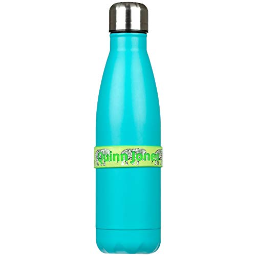 Custom Bottle Labels - 3 Pack - Silicone Bands for Baby Bottles, Kids Tumblers, Water Flasks - Personalized Pre-Printed Name, Waterproof School and Daycare Drink Identifiers - Green Elephants