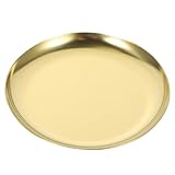 HORIALENCE Bandeja De Joyería De Metal Redonda De Acero Inoxidable Organizador Decorativo Para Anillos Y Collares Bandeja De Almacenamiento Para Tocador Y Mesa De Maquillaje Dorada