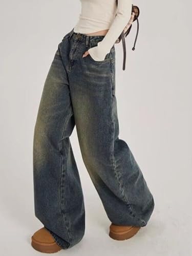 Image of KOTTY Women Wide Leg Baggy Jeans High Waist Relaxed Fit Denim Casual Wear