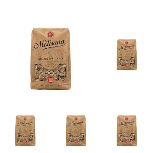 La Molisana, Farfalle Rigate Integrali n. 66, Pasta Integrale da Solo Grano Italiano - Trafilata al Bronzo, Ricca di Fibre, Ruvida e Tenace con Eccellente Tenuta in Cottura - Confezione da 2500g