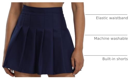 Image of Pleated Skirts for Women Tennis Skirt with Shorts High Waisted Mini Skort