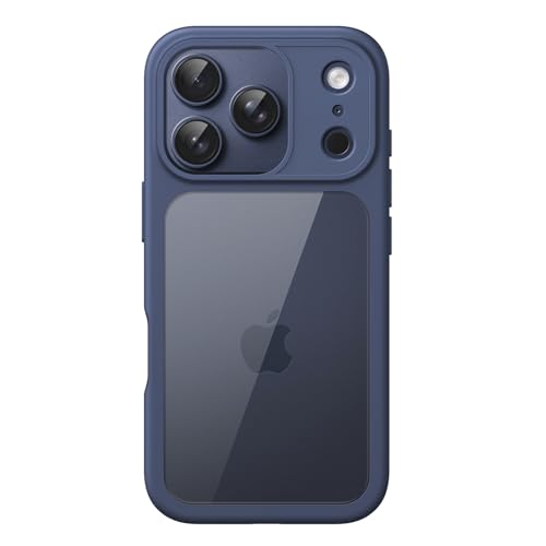 Image of JETech Case for iPhone 17 Pro 6.3-Inch, Shockproof Phone Bumper Cover, Solid Color Matte TPU Frame, Anti-Scratch Clear Back (Dark Blue)