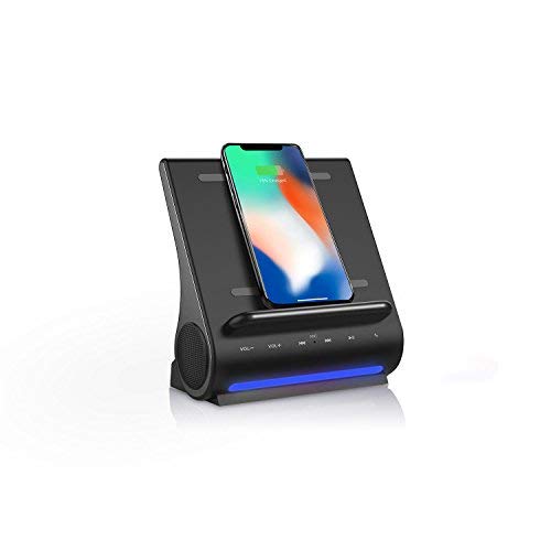 Azpen Dockall D108 Wireless Charger, Bluetooth Premium Speakers, Docking Station with Built in Mic Handsfree Call, 3 in 1 Station for iPhone and Samsung Phone