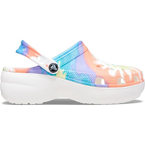 Image of Crocs Women's Classic Graphic PlatforClogs, PlatforShoes, Blue, 10 Women