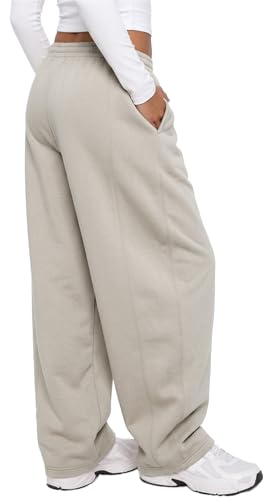 DISCIPBUSH Baggy Barrel Pants Women - 28 Inseam Lightweight Loose Baggy Wide Leg Pants Women Lounge Athletic Barrel Joggers Light Ivory M