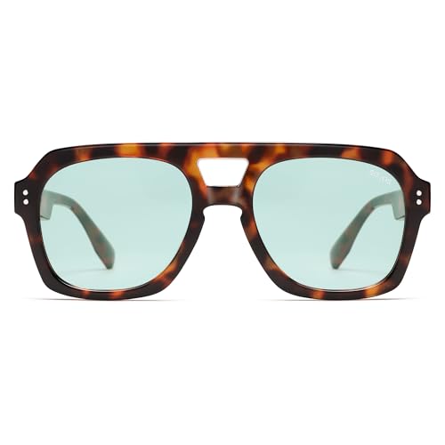 Image of SOJOS Retro Thick Polarized Aviator Sunglasses for Women Men, Large Trendy Bold Square Pilot Shades SJ2385
