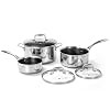 DELUXE Hybrid Ceramic Nonstick 6 PCS Pot Set, 1.3, 3&5.4-Quart Pot with Tempered Glass Lid, Stainless Steel Cookware Pots with Stay-Cool Handle, Dishwasher Safe, Compatible with All Cooktops