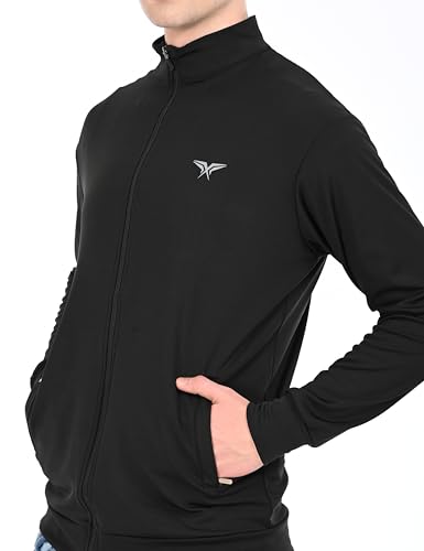 Image of HALFSPACE Men's Lycra Jacket - Lightweight Stretchable Sports & Gym Jacket with Zipper Pockets - Full Sleeve Activewear for Casual & Running