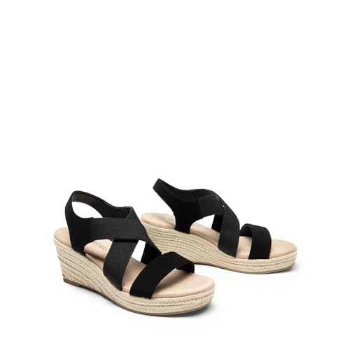Image of DREAM PAIRS Womens Platform Espadrilles Wedge Sandals, Slip on Elastic Ankle Strap Sandals for Women Casual Dressy Summer