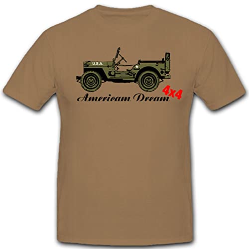 T-Shirt Militaire 4x4 Large Confortable Anti-Déformation en Coton Beige