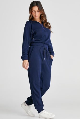 ZhiHiMeRi Roupa coordenada para exercícios e uso casual – Design de malha canelada, Azul marinho, (U