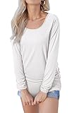 Pink Queen Women's Basic Long Sleeve Slim Fit T Shirt Dress Tunic Top XL White