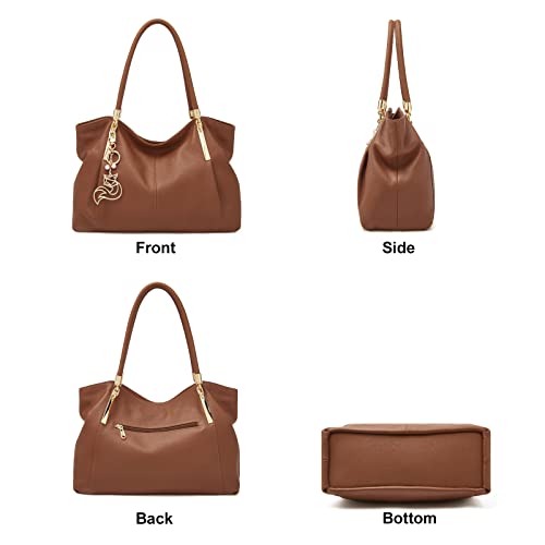 Genuine Leather Handbags For Women Top-Handle Bags With Keyring Jewelry Decoration Women's Shoulder Bags Large Totes Purses #TOP1