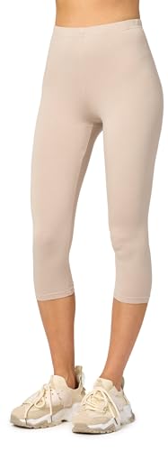 Merry Style Damen Leggings 3/4 Capri Leggings aus Viskose MS10-144 (Beige,...