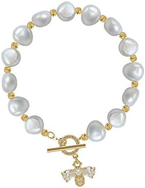 Pearl Bracelets for Women,Freshwater Pearls Crystal Bracelet Boho Bracelets Bead Bracelet Gifts White