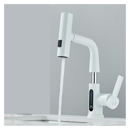 Grifo con cascada digital y caño elevable para regular agua fría y caliente