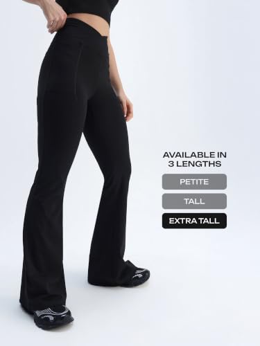 Image of CAVA Extra Tall Hourglass Flared Leggings for Women | V Waistband, Anti Camel Toe Design, Extra Tall Fit, Flared Bottoms, Deep Pockets, Sculpting Stretch Fabric