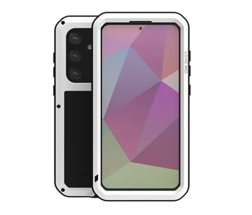 LOVE MEI Galaxy S24 plus Metal Case,Outdoor Armor Tank Waterproof Shockproof Dust/Dirt/Snow Proof Hybrid Heavy Duty Aluminum Metal Case Cover for Galaxy S24 plus with Tempered Glass (White)