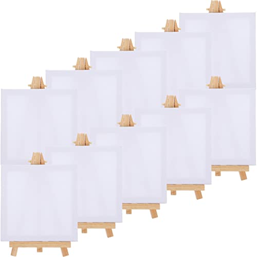 10 Conjuntos mini quadro mini de lona quadro de tela em branco cavalete caderno de desenho moldura d