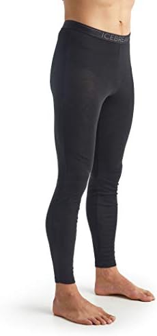Icebreaker Merino Wool 175 Everyday Men’s Cold Weather Leggings - Thermal Underwear for Men with Contoured Slim Fit - 100% Merino Wool Base Layer - Premium Long Johns, Large, Black/Monsoon