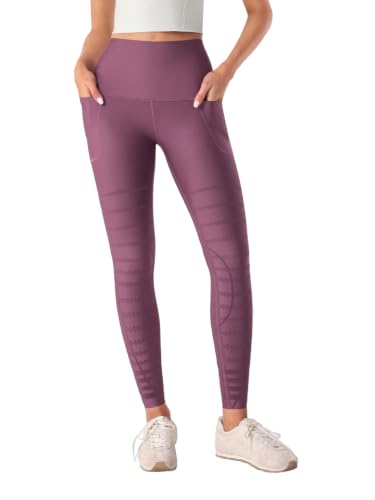 Fanka RecoveryEase Compression Leggings, Full-Length, Muscle Support with Graduated Compression, Reversible，Muted Wine，8