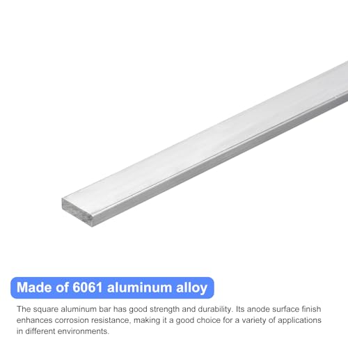 Image of uxcell Square Aluminum Flat Bar, 1 /4 inch Thick 0.8 inch Width 10 inch Length Square Aluminum Bar 6061 Aluminum Flat Plate, 6 x 20 x 254mm T6511 Solid New Mill Stock for Industrial Building