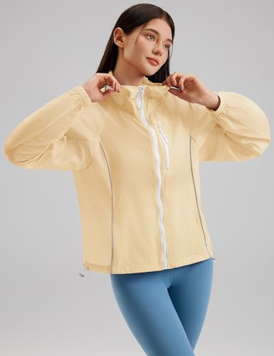 Avoogue Jaqueta feminina FPS 50+ com proteção solar UV, zíper completo, leve, moletom com capuz e tr