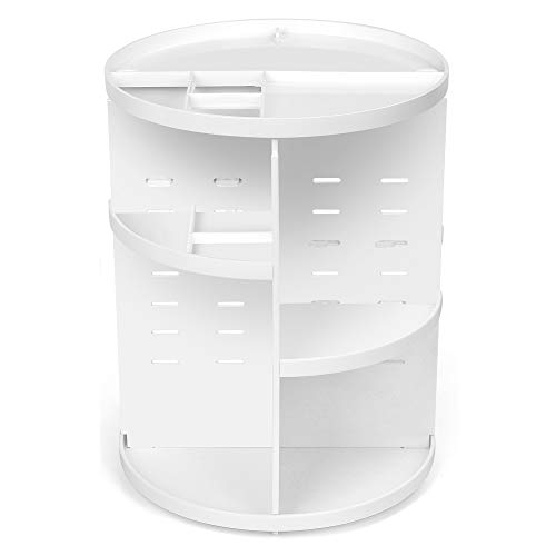 Image of COYAHO 360 Rotating Makeup Organizer, Spinning Countertop, Cosmetic Holder Shelf, Make Up Organizer for Bedroom, White