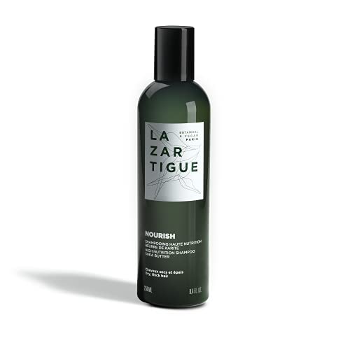 Lazartigue Nourish Shampoo, Enriched with Shea Butter, Intensely Nourishes & Softens Hair Fiber, Easier to Detangle, Lastingly Disciplined, Shiny, Vegan, 8.4 Oz