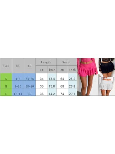 Acrawnni Women Floral Lace Mini Skirt Y2k Low Rise Layered Ruffled Hem Pleated A Line Short Skirt Fairycore Skirt Streetwear (C-White, S) - Image 5