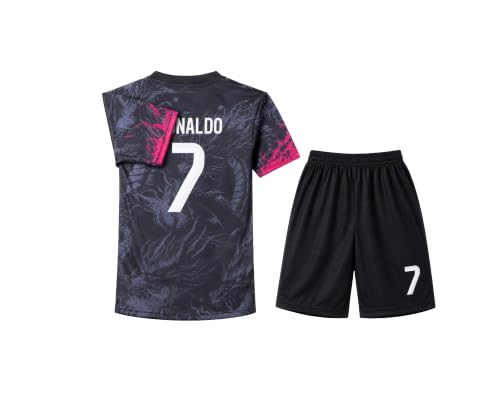 Youth Soccer Jersey 7 Uniform Set Breathable Soccer Football Training Outfits Gifts Yellow (US, Age, 6 Years, 7 Years, Multicolor)