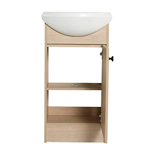 Malwee 18 Inch Freestanding Bathroom Vanity With Sink, 18" Floor Standing Bathroom Vanity, Modern Vanity With 1 Door And White Ceramic Basin Sink Top (Plo, 022-18''W X 14''D) #TOP6