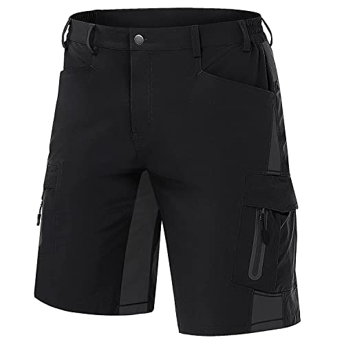 MAGCOMSEN Men's Shorts Quick Dry Stretch Cargo Shorts with Multi Pocket for Travel Camping Hiking Black