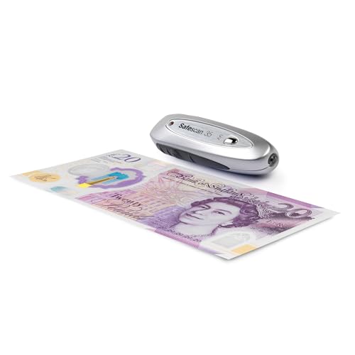 Safescan 35 Portable Counterfeit Money Detector - Checks Notes, Credit Cards, ID's - UV Money Checker For New Notes - Fake Money Note Checker with UV Light - Suitable for the New King Charles Notes