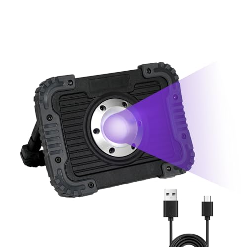 Lokreni Rechargeable Black Light,Portable Battery Powered Blacklight Lamp,Cordless 395nm Floodlight for Night Fishing,Dark Glow Party,Halloween,Body Painting