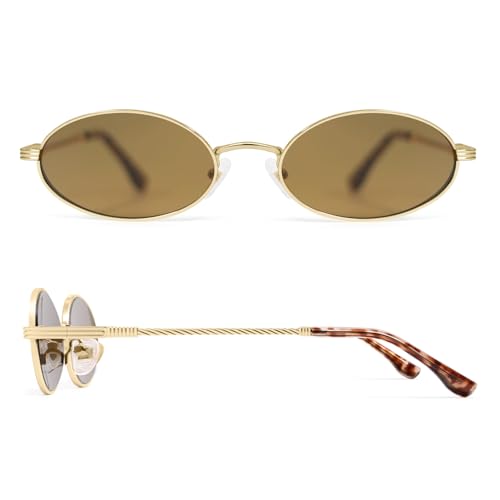 Retro Oval Cat Eye Sunglasses for Women Y2k Trendy Narrow 90s Sunnies Designer Sun Glasses AP3721