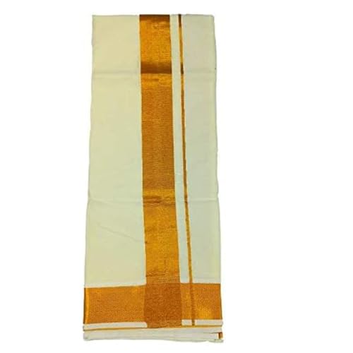 Shemass™ Men's Cotton Dhoti with 100k Kasavu Zari Border2