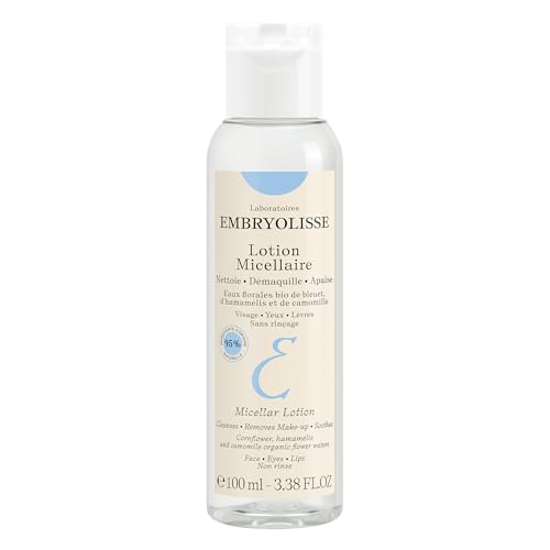 Embryolisse Micellar Lotion Makeup Remover for Sensitive Skin, Gentle Cleansing and Toning Floral Water with Chamomile, Cornflower & Witch Hazel, No-Rinse