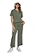 OFEEFAN Airport Outfits for Women Summer 2 Piece Lounge Set Spring Loose Short Sleeve Tracksuit Wide Leg Loungewear Beach Vacation Clothes Travel Clothing Women's Resort Wear Green M