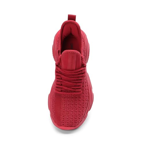 DREAM PAIRS Women's Platform Chunky Fashion Sneakers Slip on Walking Stylish Lightweight Classic Casual Sneaker,Size 6,Red,DWUMFN2507