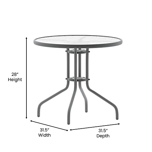 Flash Furniture Bellamy 31.5'' Round Tempered Glass Metal Table, Silver #TOP2
