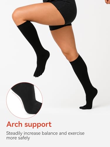 3 Pairs Knee High Toe Socks for Men & Women – Compression Toe Socks Separate Toe Design for Daily3