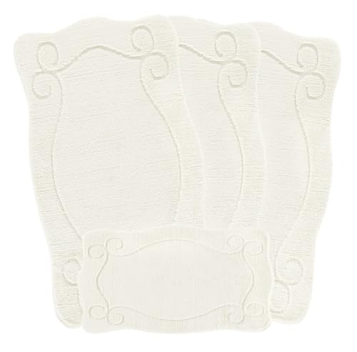 Emmahome ROMANY GYPSY WASHABLE 4PCS MAT/RUG SET, CARAVAN/MOBILE HOME TOURER SIZES, 67X120CM, ELVIN Smart (Cream)