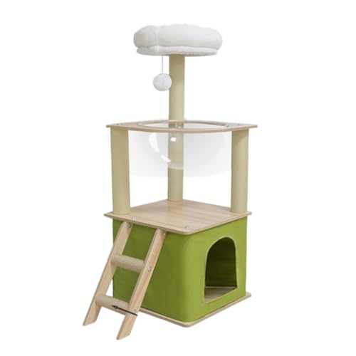 GUIXIAOGUO キャットタワー 木製 多頭飼い対応 大型猫 据え置き型 猫用タワー 運動不足解消 爪とぎ 遊び場 休憩スペース 宇宙船 登りやすい 安定設計 おしゃれ インテリア 猫家具 インテリア性 頑丈 上下しやすい ストレス発散 (T5)