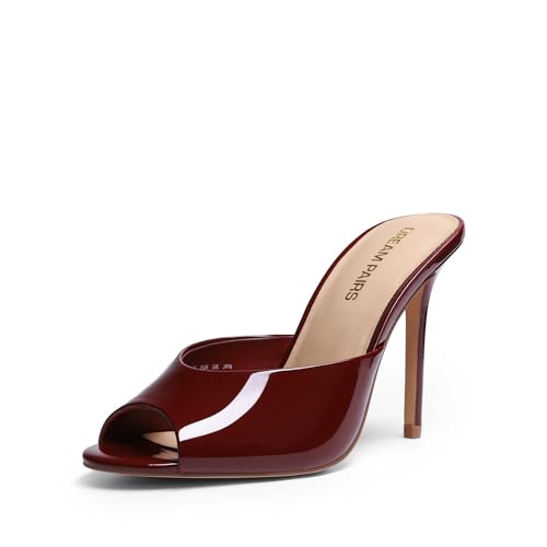 DREAM PAIRS Mule Heels for Women High Heels Stiletto Open Round Peep...