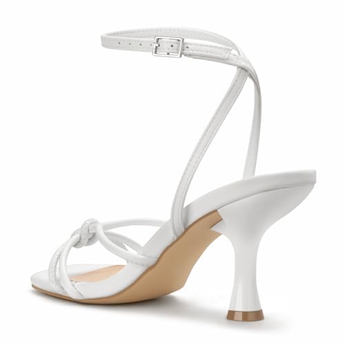 Image of PARTY Women's Square Open Toe Strappy Heeled Sandals 3 inch Stiletto Kitten Heel with Ankle Buckle Strap, Comfortable Slingback Summer Dress Shoes