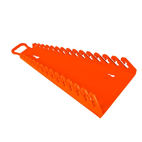 Image of Ernst Manufacturing 5157 Gripper Reverse Wrench Portable Wrench Organizer - Holds 1 /4 inch to 1 1 /8 inch and 6 to 20mm Tools, Durable Flexible Grip, 15 Tool Capacity, Orange
