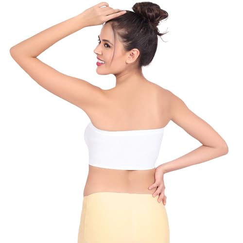 Image of Luella Women's Strapless Bandeau Tube Bra | Nylon Blend, Lightly Padded | Removable Pads, Seamless & Wire-Free | Soft, Stretchy, Breathable Everyday Bra for Party Dresses and Travel Free Size (M-XL)