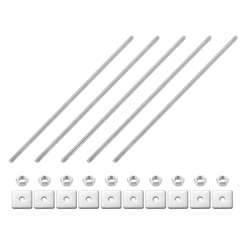 QUARKZMAN 5 Stück Gewindestange Komplett M3 x 120mm 304 Edelstahl Gewindestangen Mit Muttern Und Unterlegscheiben Für Klemmen Aufhänger Und U-Schrauben Silber